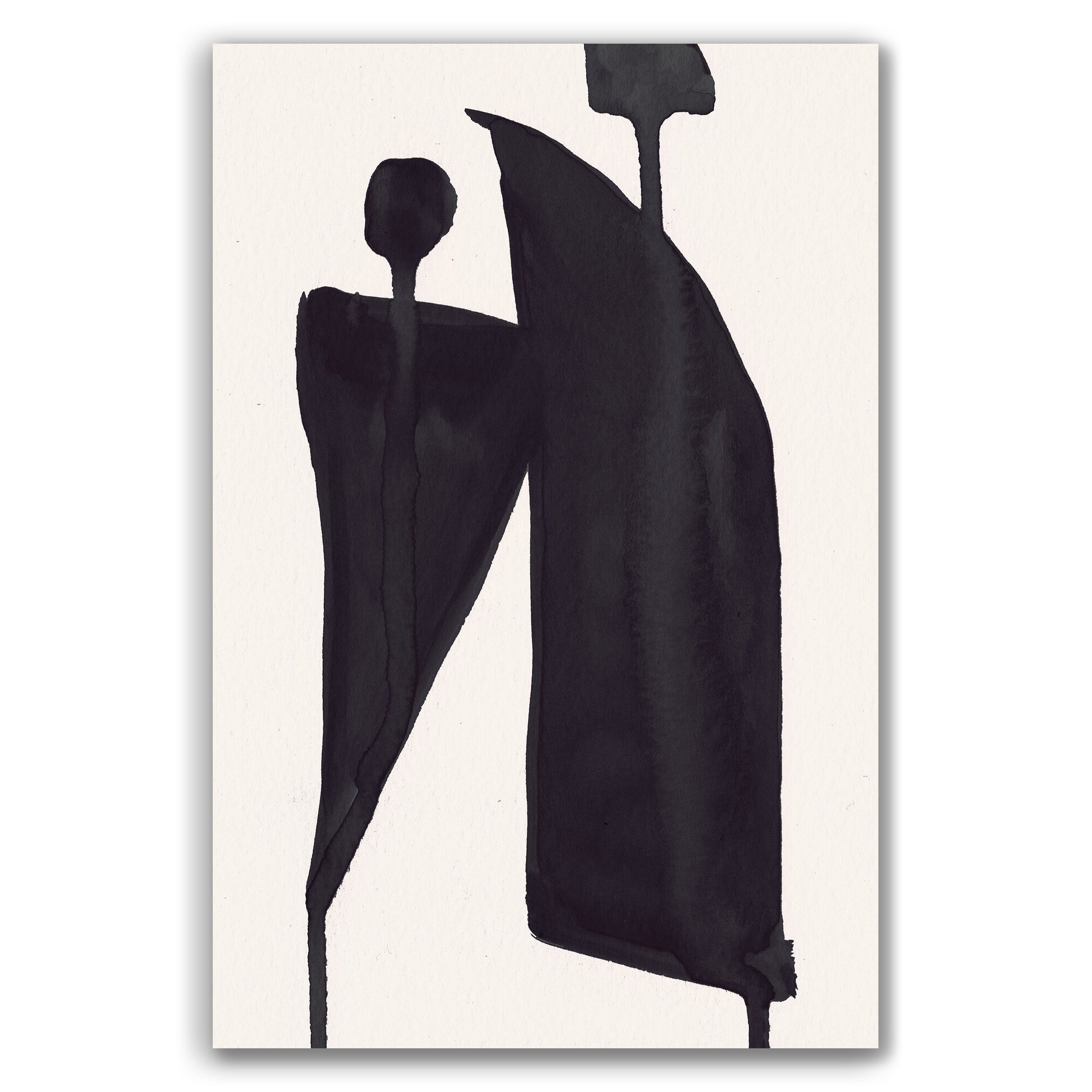 Composition in Ink 05 – pure abstract giclée art print in black ink, contemporary minimalist wall art, portrait format, 40×60 cm, Open Wall Studio Studies in Ink collection