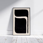 Composition in Ink 06 framed art print in black ink – contemporary abstract giclée print shown in frame, portrait format, 30×45 cm, no scale reference, Open Wall Studio