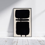 Composition in Ink 18 framed art print in black ink – contemporary abstract giclée print shown in frame, portrait format, 30×45 cm, no scale reference, Open Wall Studio