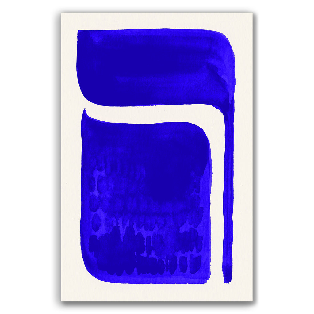 Composition in Ink 06 – pure abstract giclée art print in blue ink, contemporary minimalist wall art, portrait format, 30×45 cm, Open Wall Studio Studies in Ink collection
