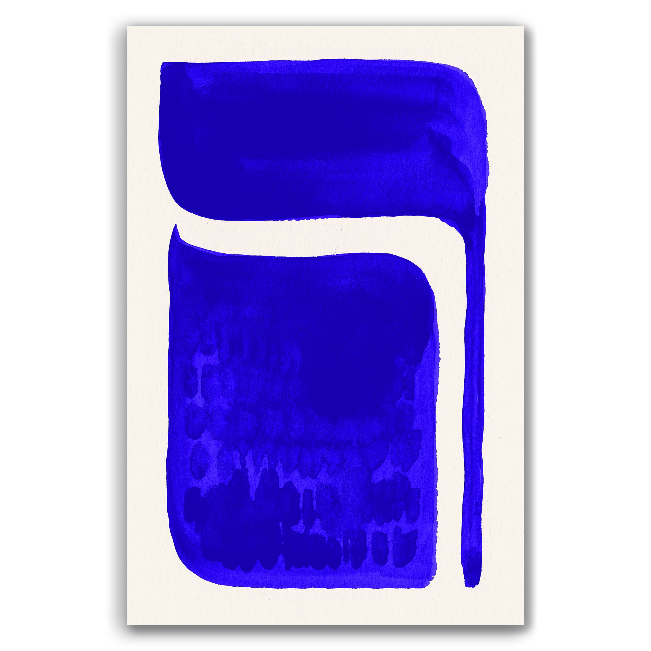 Composition in Ink 06 – pure abstract giclée art print in blue ink, contemporary minimalist wall art, portrait format, 30×45 cm, Open Wall Studio Studies in Ink collection