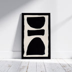 Composition in Ink 17 framed art print in black ink – contemporary abstract giclée print shown in frame, portrait format, 60×90 cm, no scale reference, Open Wall Studio