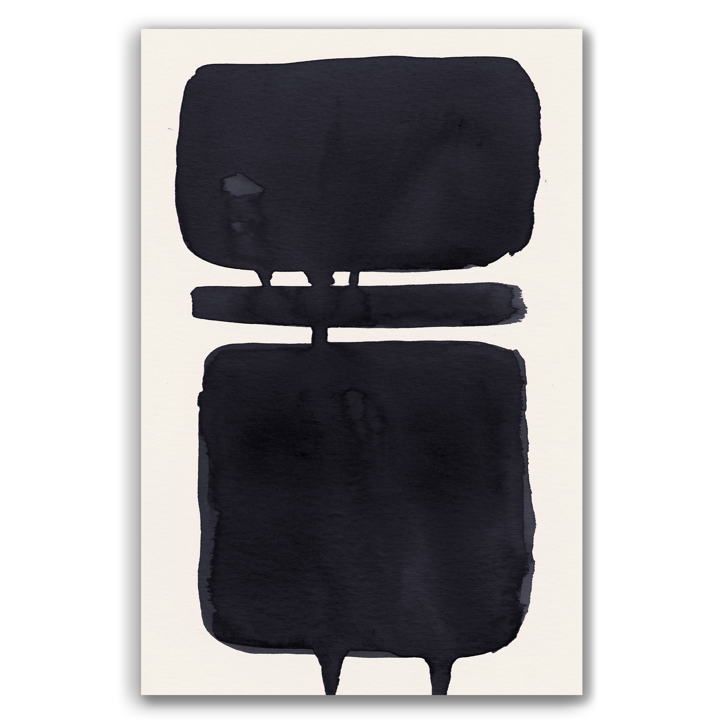 Composition in Ink 18 – pure abstract giclée art print in black ink, contemporary minimalist wall art, portrait format, 30×45 cm, Open Wall Studio Studies in Ink collection
