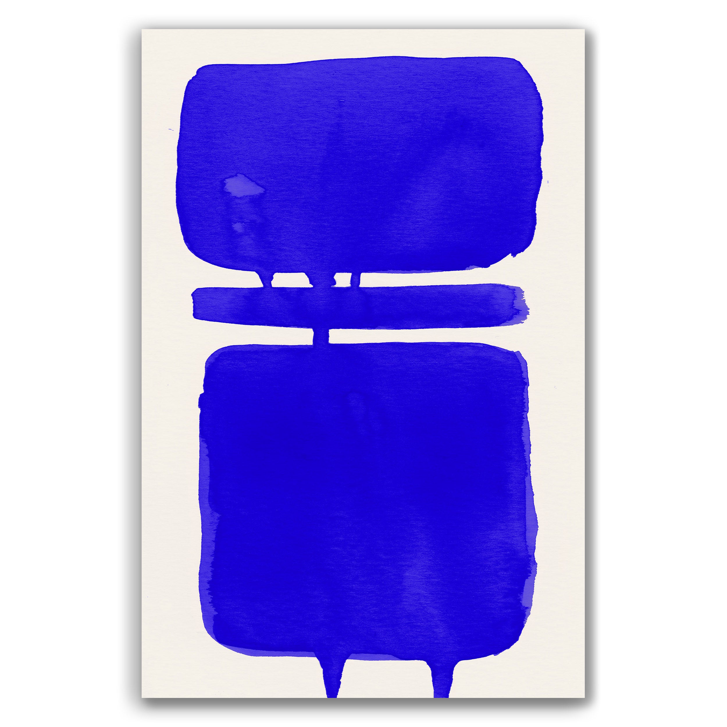 Composition in Ink 18 – pure abstract giclée art print in blue ink, contemporary minimalist wall art, portrait format, 40×60 cm, Open Wall Studio Studies in Ink collection