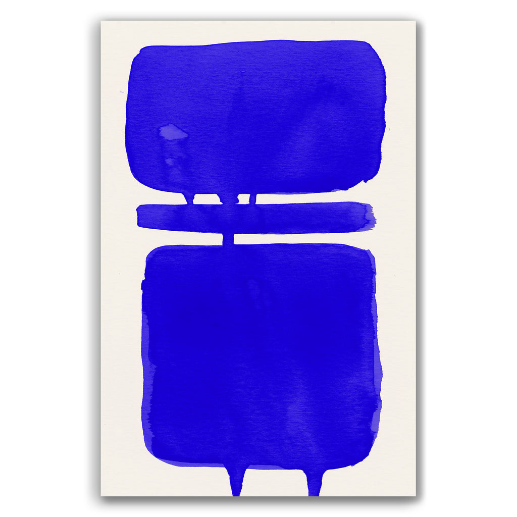 Composition in Ink 18 – pure abstract giclée art print in blue ink, contemporary minimalist wall art, portrait format, Open Wall Studio Studies in Ink collection