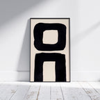 Composition in Ink 21 framed art print in black ink – contemporary abstract giclée print shown in frame, portrait format, 30×45 cm, no scale reference, Open Wall Studio