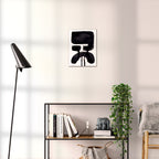Composition in Ink 20 black ink, 30×40 cm giclée art print shown to scale in a home interior – abstract minimalist wall art, portrait format, Open Wall Studio Studies in Ink
