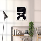Composition in Ink 20 black ink, 45×60 cm giclée art print shown to scale in a home interior – abstract minimalist wall art, portrait format, Open Wall Studio Studies in Ink
