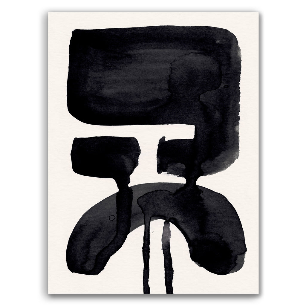 Composition in Ink 20 – pure abstract giclée art print in black ink, contemporary minimalist wall art, portrait format, 30×40 cm, Open Wall Studio Studies in Ink collection
