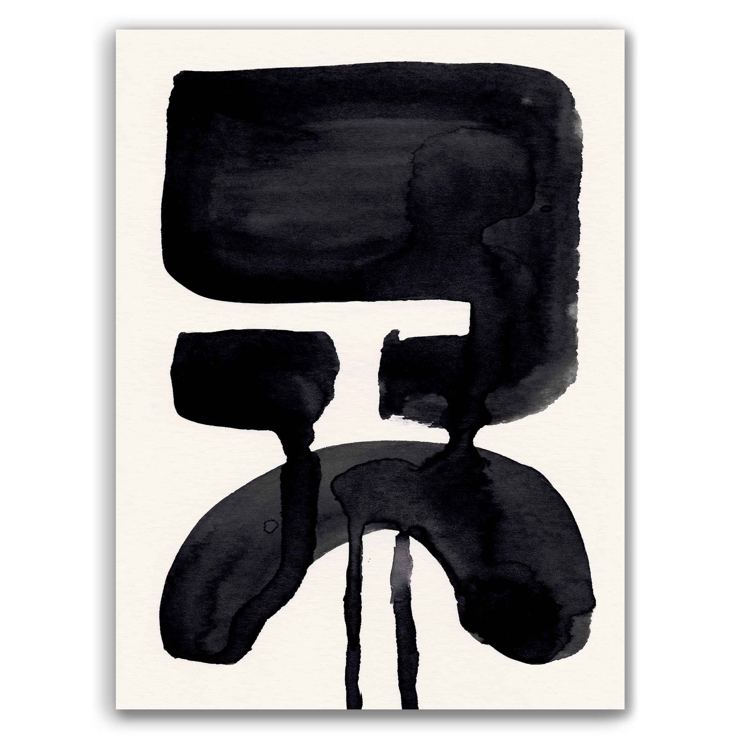 Composition in Ink 20 – pure abstract giclée art print in black ink, contemporary minimalist wall art, portrait format, 60×80 cm, Open Wall Studio Studies in Ink collection