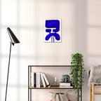 Composition in Ink 20 blue ink, 30×40 cm giclée art print shown to scale in a home interior – abstract minimalist wall art, portrait format, Open Wall Studio Studies in Ink