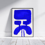 Composition in Ink 20 framed art print in blue ink – contemporary abstract giclée print shown in frame, portrait format, 30×40 cm, no scale reference, Open Wall Studio