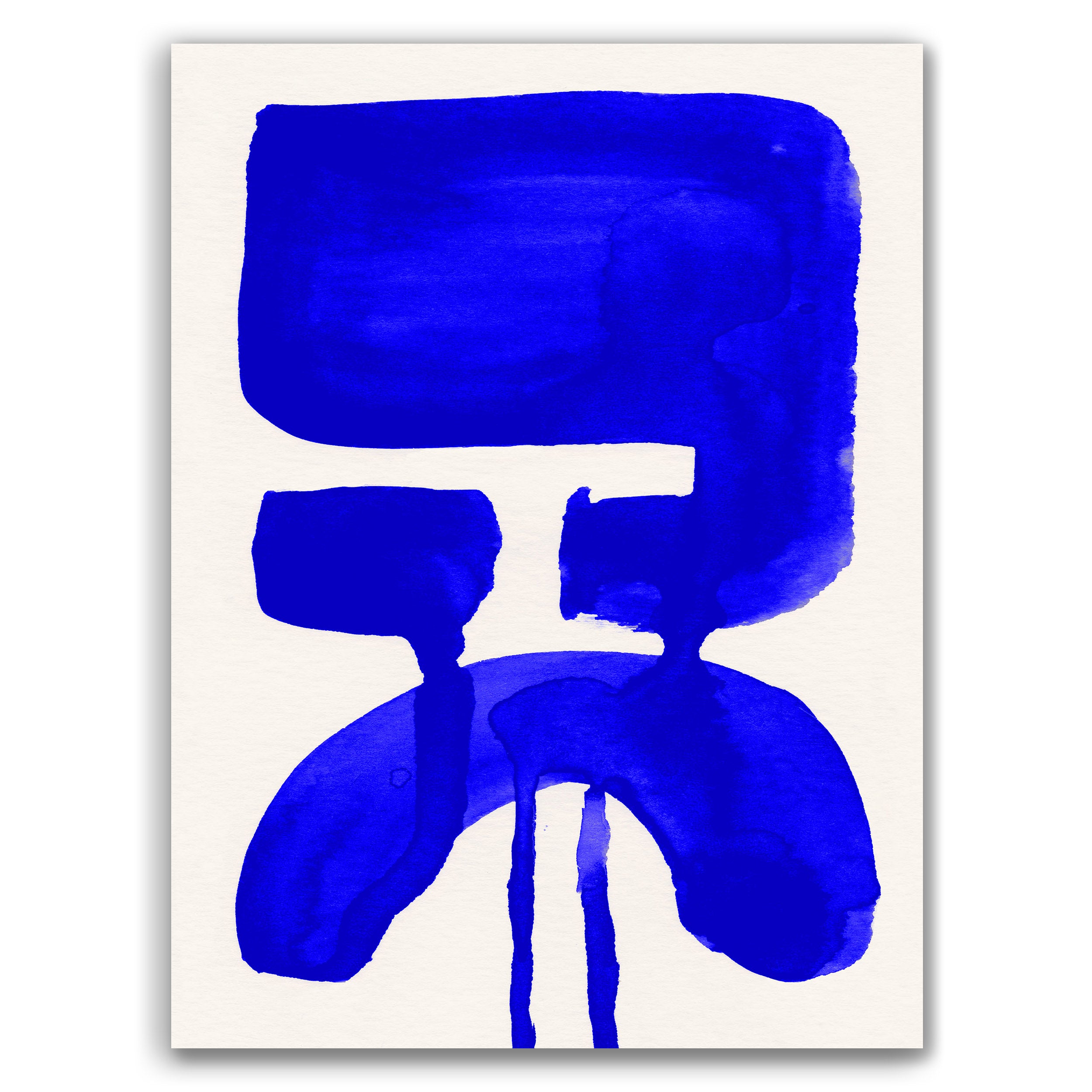 Composition in Ink 20 – pure abstract giclée art print in blue ink, contemporary minimalist wall art, portrait format, 30×40 cm, Open Wall Studio Studies in Ink collection