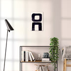 Composition in Ink 21 black ink, 30×45 cm giclée art print shown to scale in a home interior – abstract minimalist wall art, portrait format, Open Wall Studio Studies in Ink