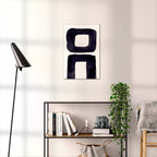 Composition in Ink 21 black ink, 40×60 cm giclée art print shown to scale in a home interior – abstract minimalist wall art, portrait format, Open Wall Studio Studies in Ink
