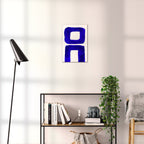 Composition in Ink 21 blue ink, 30×45 cm giclée art print shown to scale in a home interior – abstract minimalist wall art, portrait format, Open Wall Studio Studies in Ink