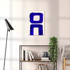 Composition in Ink 21 blue ink, 40×60 cm giclée art print shown to scale in a home interior – abstract minimalist wall art, portrait format, Open Wall Studio Studies in Ink