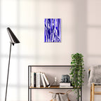 Composition in Ink 22 blue ink, 30×40 cm giclée art print shown to scale in a home interior – abstract minimalist wall art, portrait format, Open Wall Studio Studies in Ink