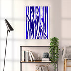 Composition in Ink 22 blue ink, 60×80 cm giclée art print shown to scale in a home interior – abstract minimalist wall art, portrait format, Open Wall Studio Studies in Ink