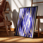 Composition in Ink 22 in blue ink displayed in a modern interior, room mockup view one – abstract giclée wall art, 45×60 cm, portrait format, Open Wall Studio