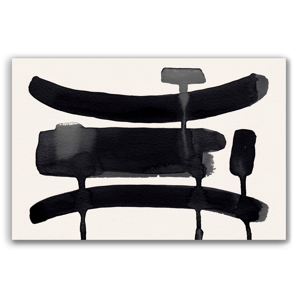 Composition in Ink 09 – pure abstract giclée art print in black ink, contemporary minimalist wall art, landscape format, 45×30 cm, Open Wall Studio Studies in Ink collection