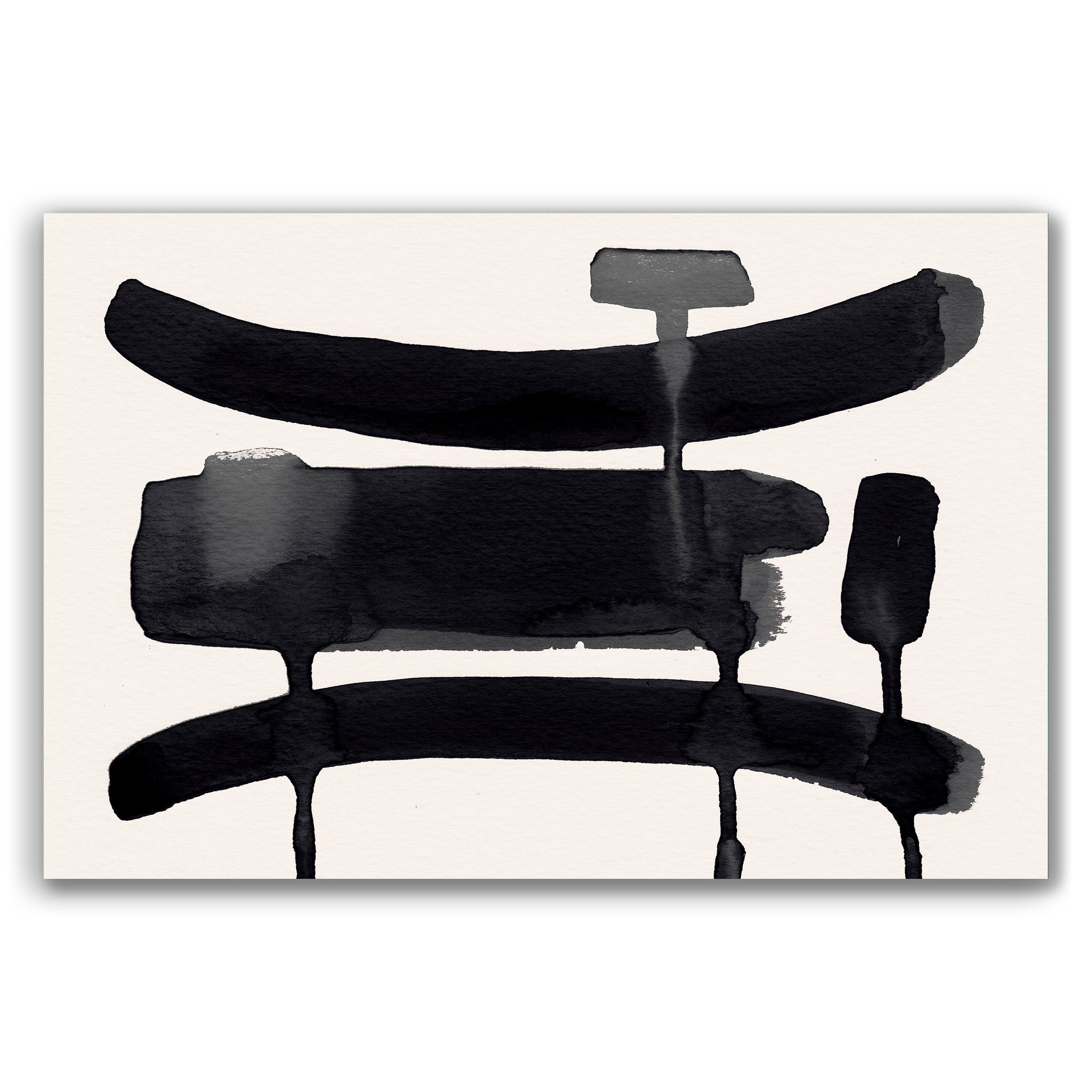 Composition in Ink 09 – pure abstract giclée art print in black ink, contemporary minimalist wall art, landscape format, 60×40 cm, Open Wall Studio Studies in Ink collection