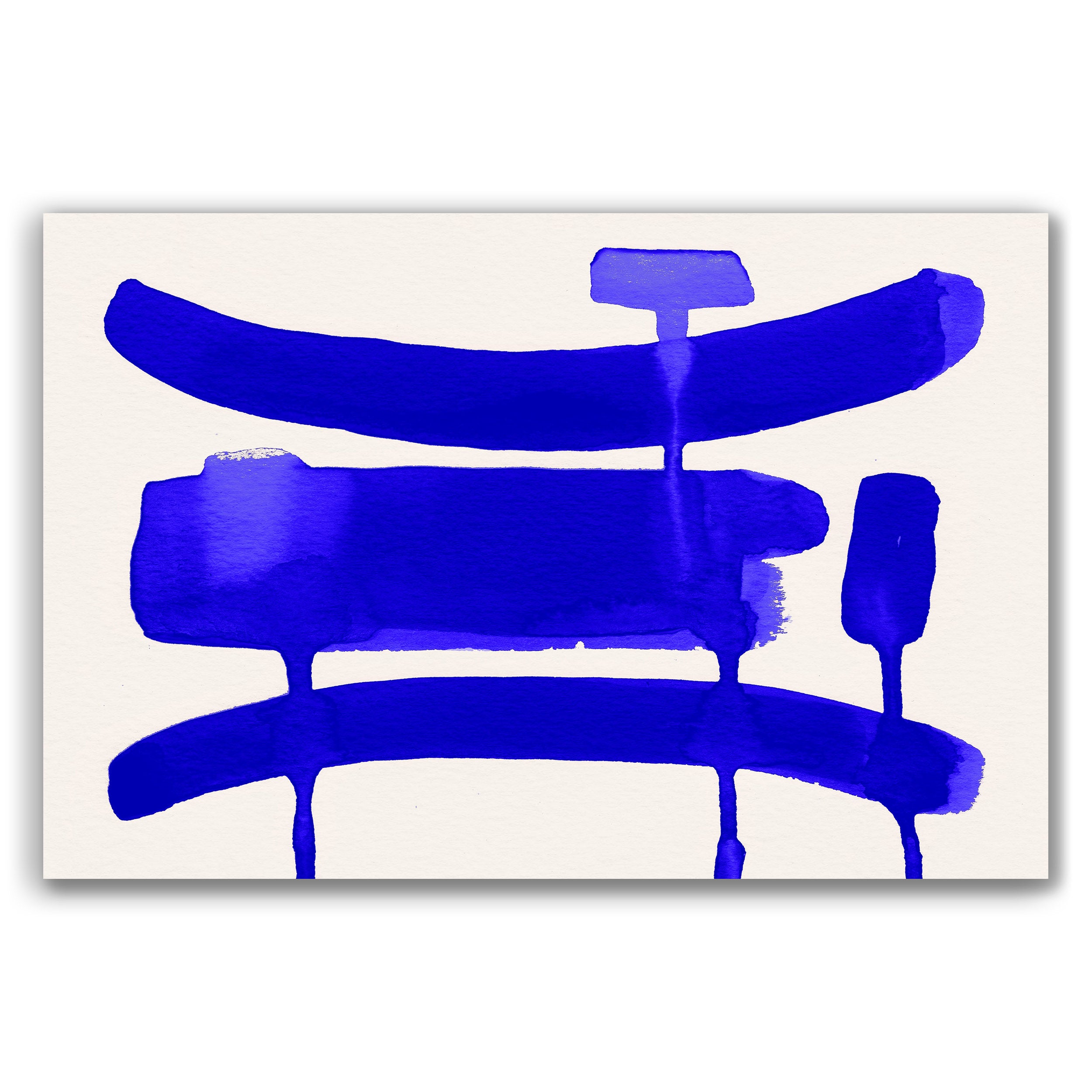 Composition in Ink 09 – pure abstract giclée art print in blue ink, contemporary minimalist wall art, landscape format, 60×40 cm, Open Wall Studio Studies in Ink collection