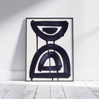 Composition in Ink 07 framed art print in black ink – contemporary abstract giclée print shown in frame, portrait format, 30×40 cm, no scale reference, Open Wall Studio