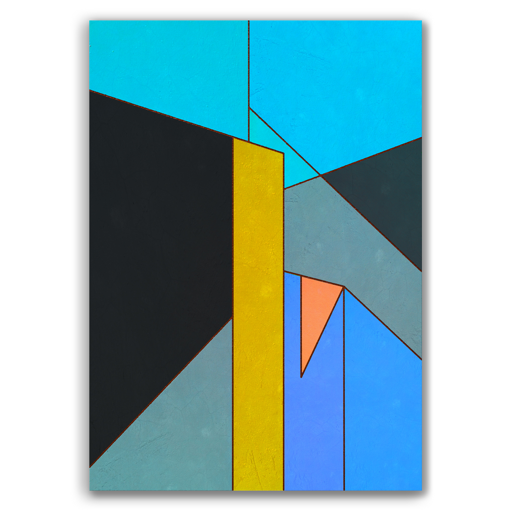Constructed Fields 01 – abstract geometric colour-field composition featuring structured shapes and balanced colour fields on white background. Fine art giclée print available in multiple sizes.