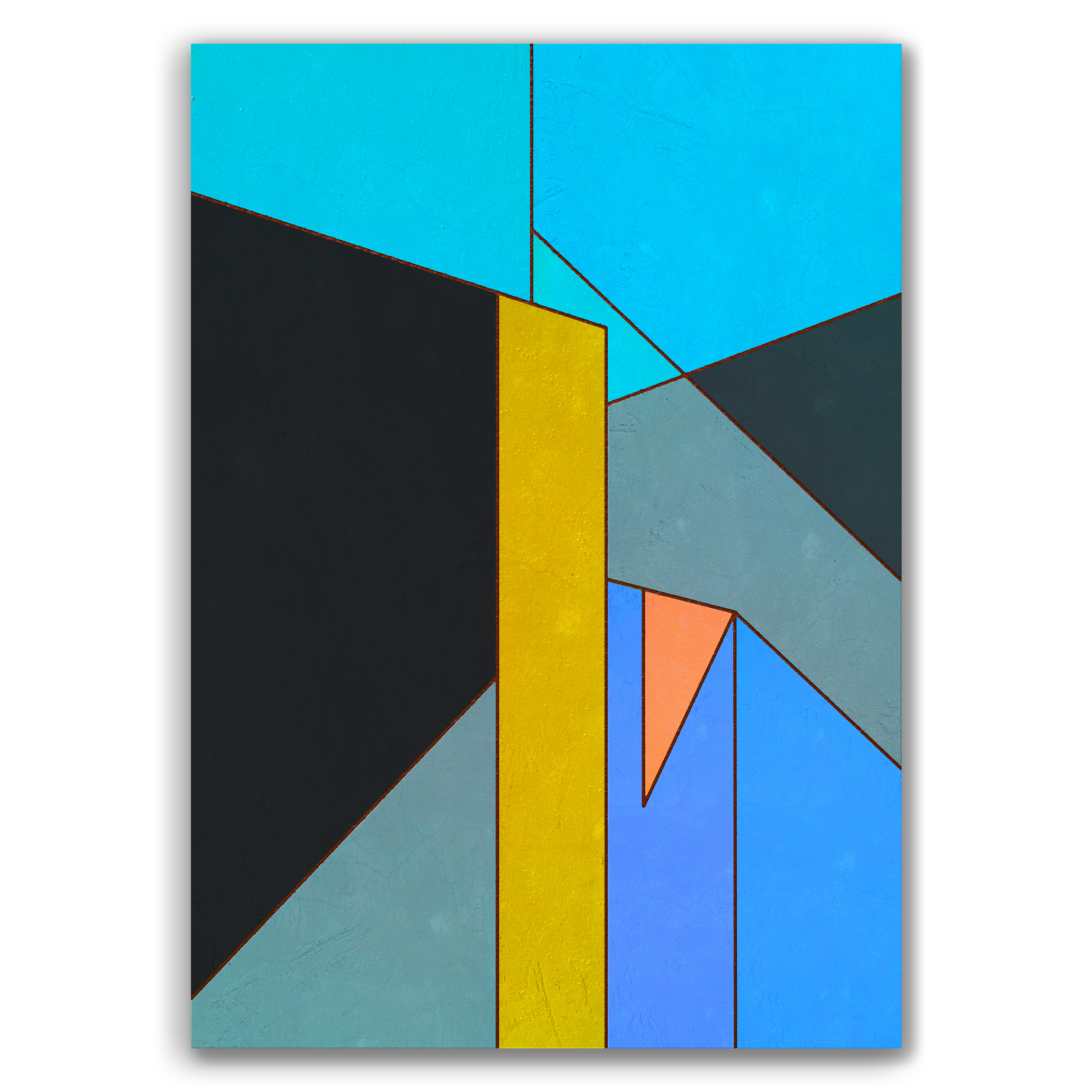 Constructed Fields 01 – abstract geometric colour-field composition featuring structured shapes and balanced colour fields on white background. Fine art giclée print available in multiple sizes.