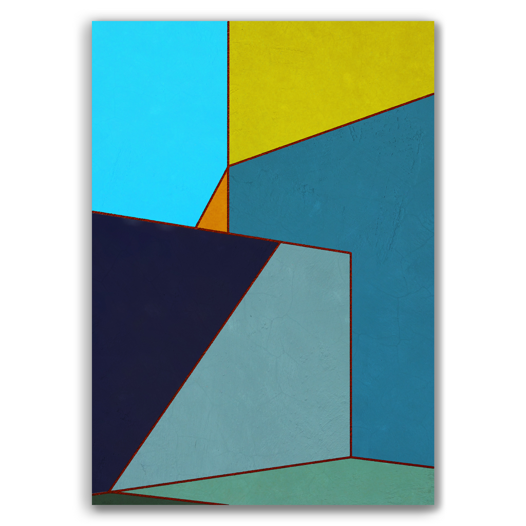 Constructed Fields 03 – abstract geometric colour-field composition featuring structured shapes and balanced colour fields on white background. Fine art giclée print available in multiple sizes.