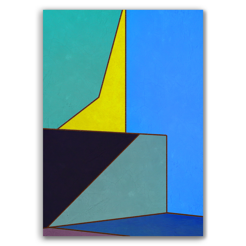 Constructed Fields 05 – abstract geometric colour-field composition featuring structured shapes and balanced colour fields on white background. Fine art giclée print available in multiple sizes.