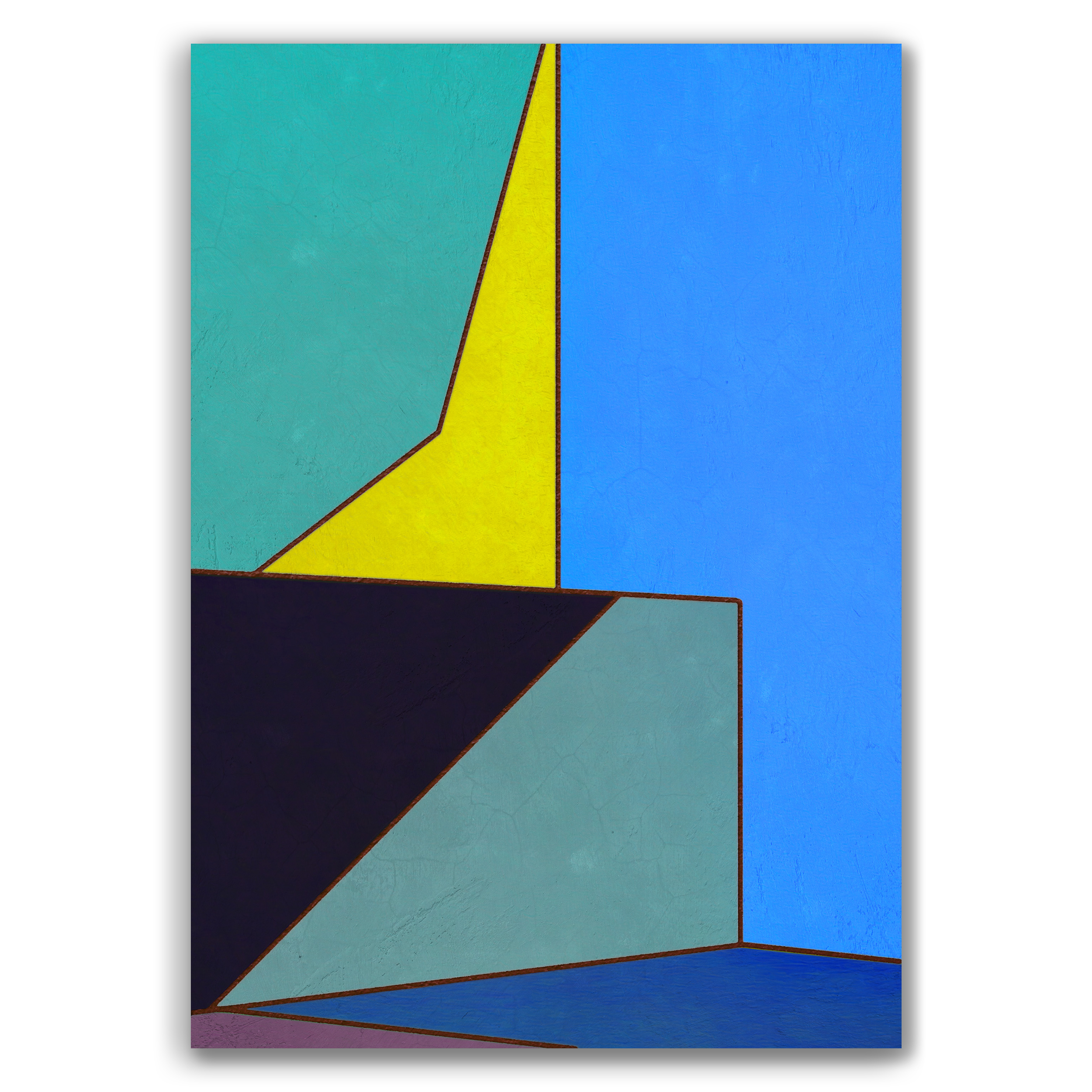 Constructed Fields 05 – abstract geometric colour-field composition featuring structured shapes and balanced colour fields on white background. Fine art giclée print available in multiple sizes.