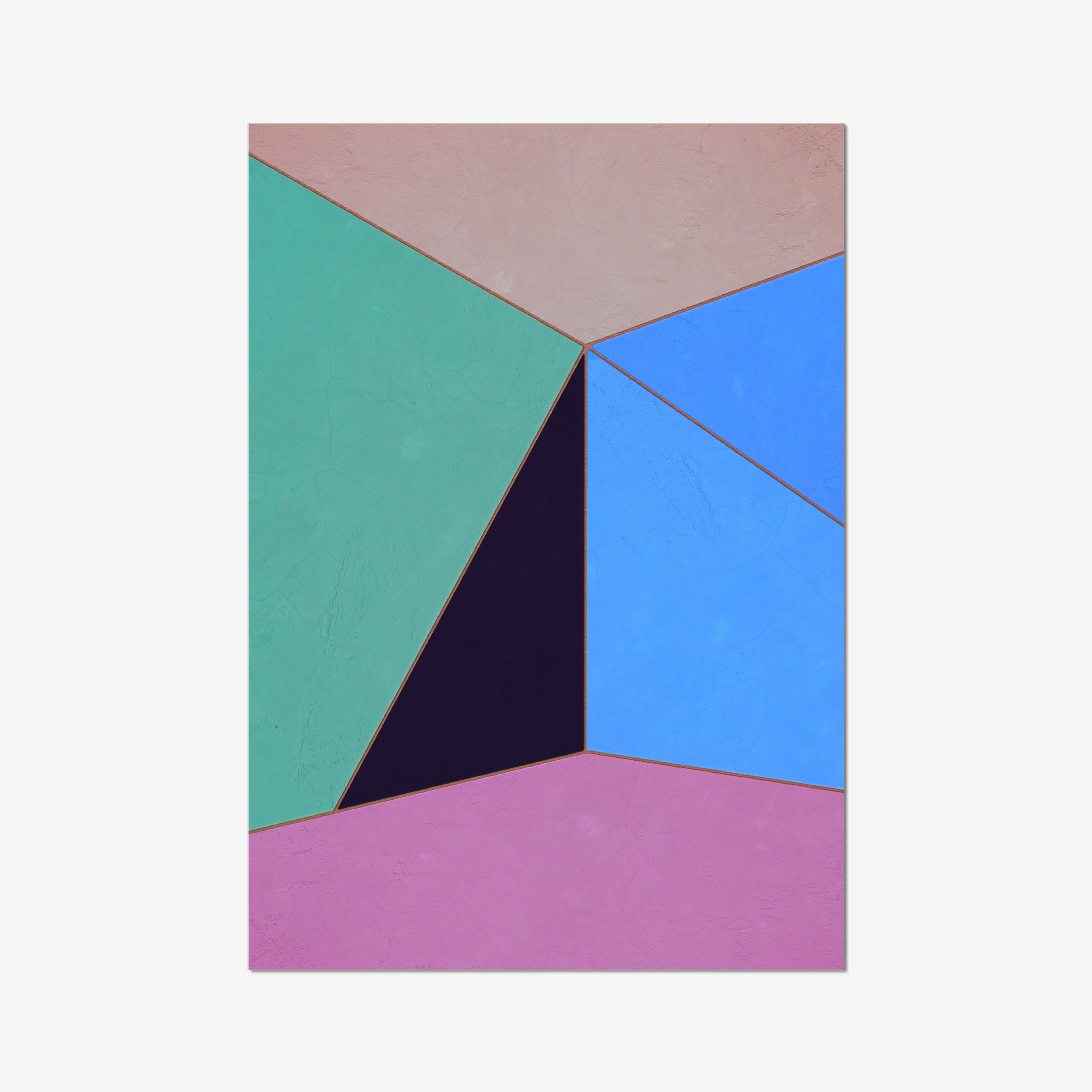 Constructed Fields 06 – abstract geometric colour-field composition featuring structured shapes and balanced colour fields on white background. Fine art giclée print available in multiple sizes.