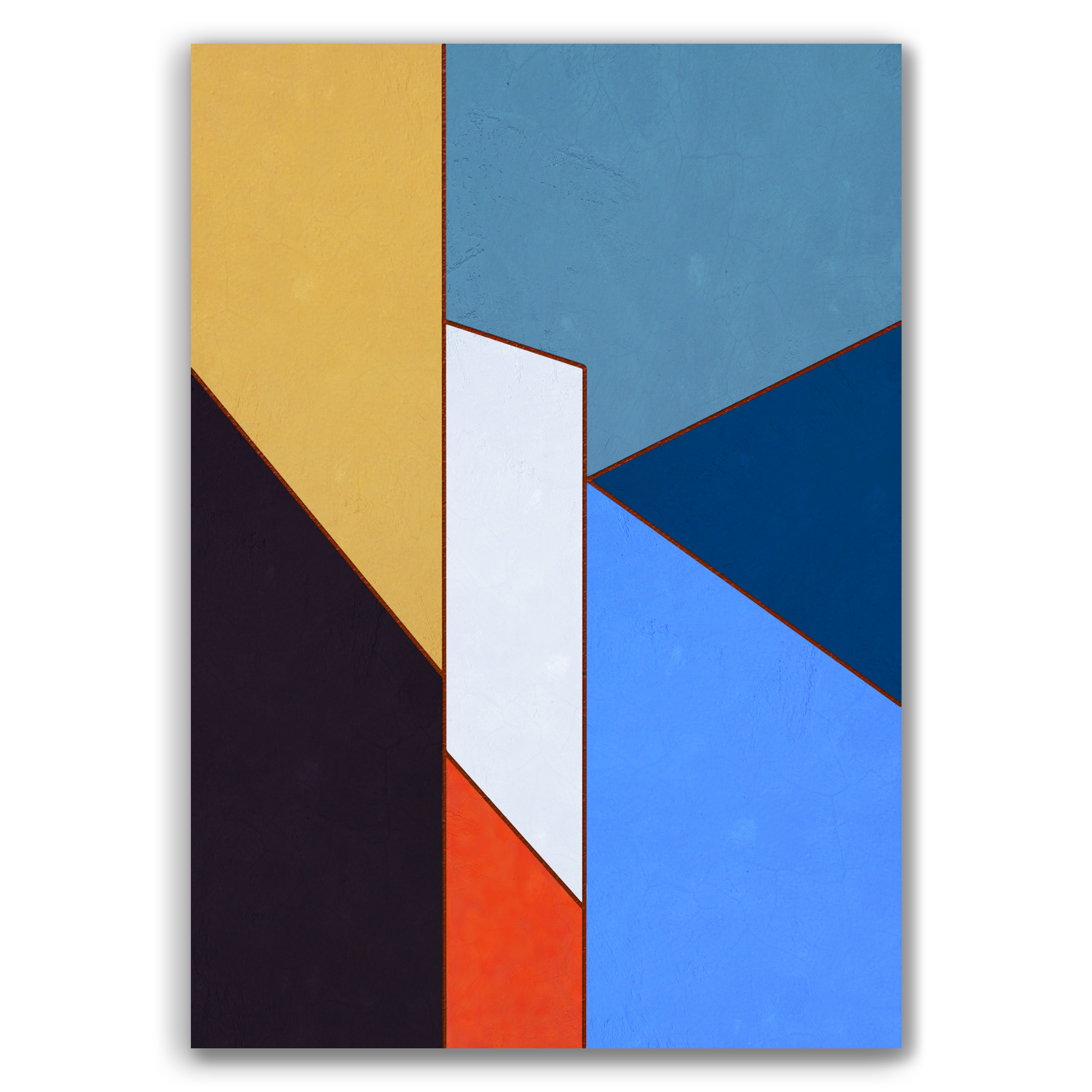 Constructed Fields 08 – abstract geometric colour-field composition featuring structured shapes and balanced colour fields on white background. Fine art giclée print available in multiple sizes.