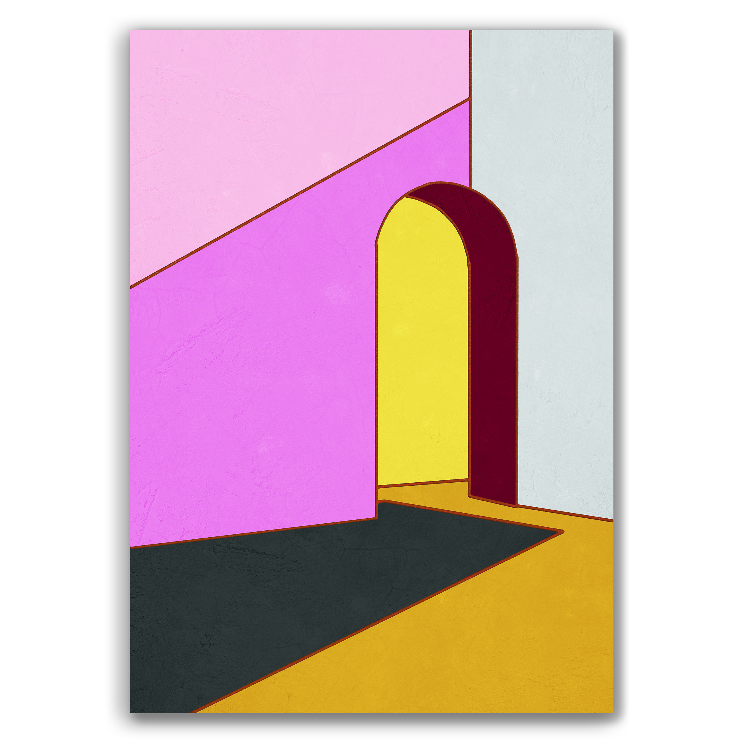 Constructed Fields 12 – abstract geometric colour-field composition featuring structured shapes and balanced colour fields on white background. Fine art giclée print available in multiple sizes.