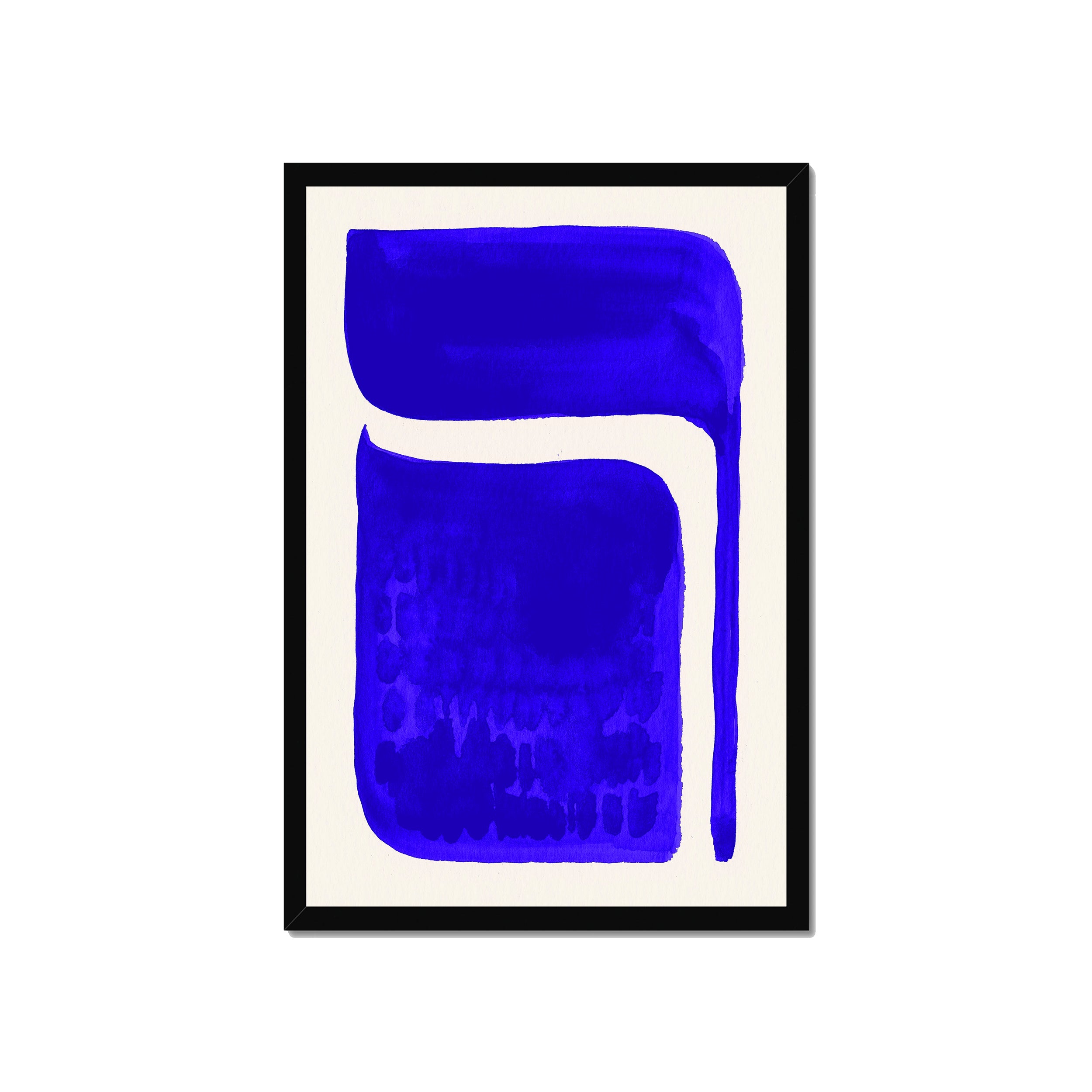 Ink Composition 06 blue ink print, 40x60cm, in a black box frame, ready to hang.
