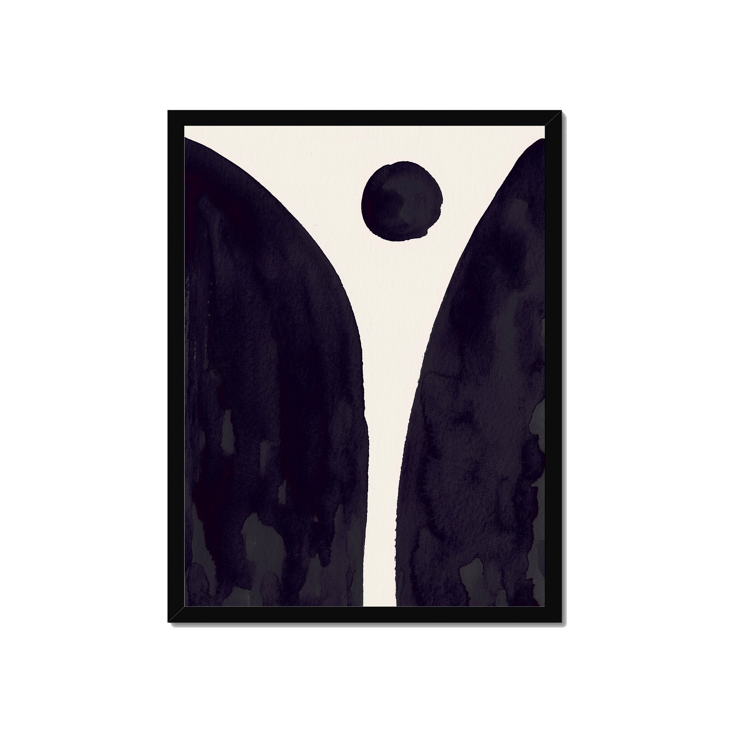 Ink Composition 08 black ink print, 45x60cm, in a black box frame, ready to hang.
