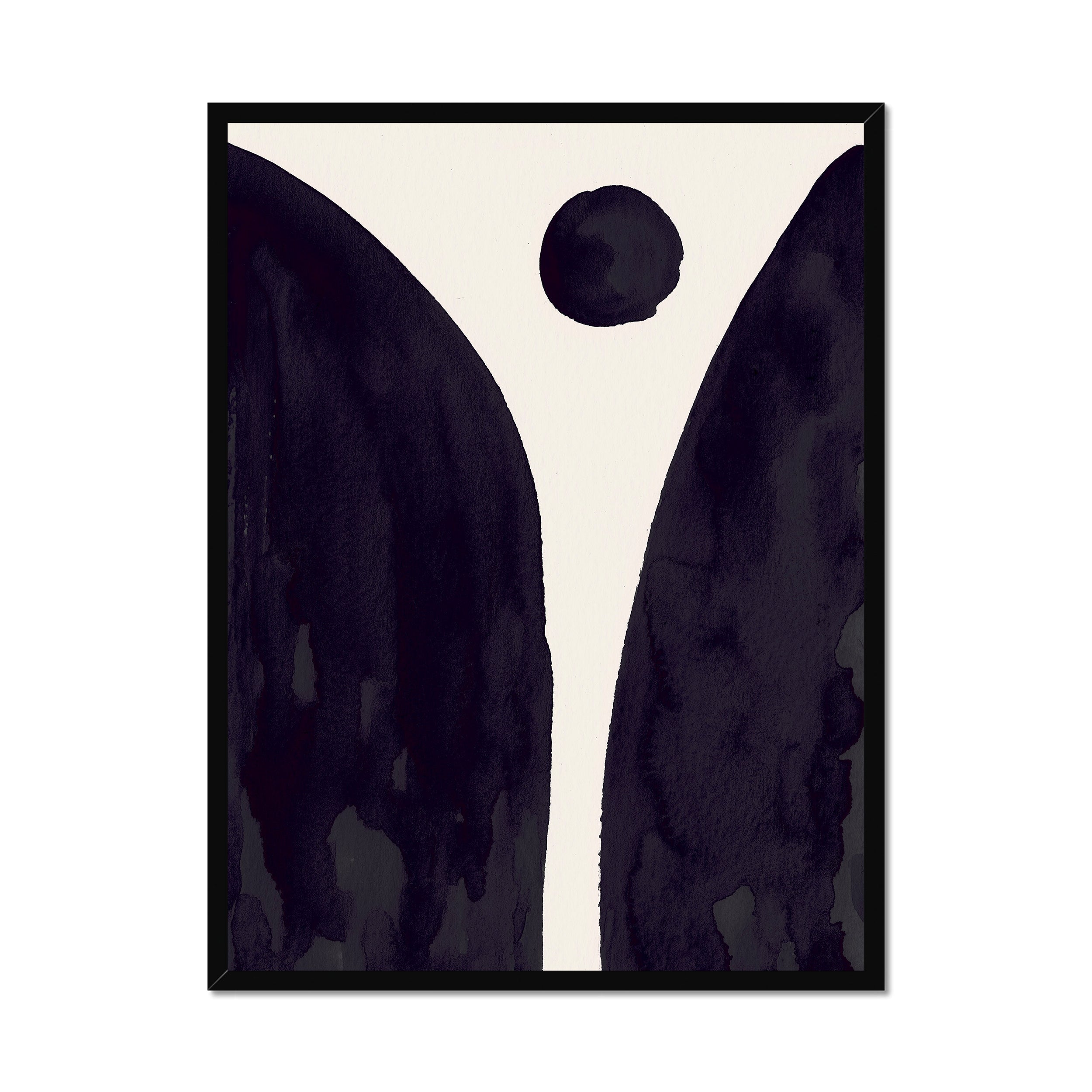 Ink Composition 08 black ink print, 60x80cm, in a black box frame, ready to hang.