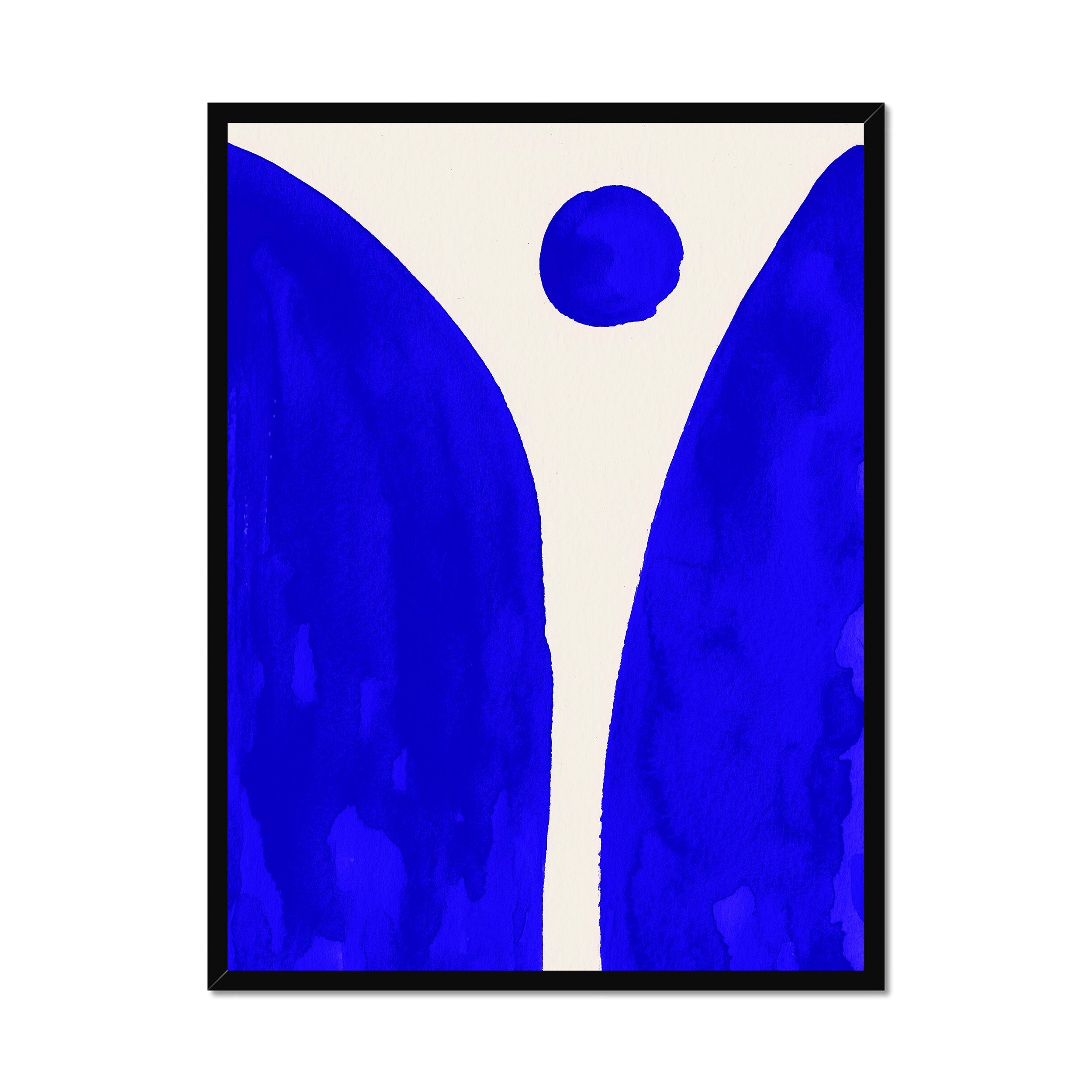 Ink Composition 08 blue ink print, 60x80cm, in a black box frame, ready to hang.