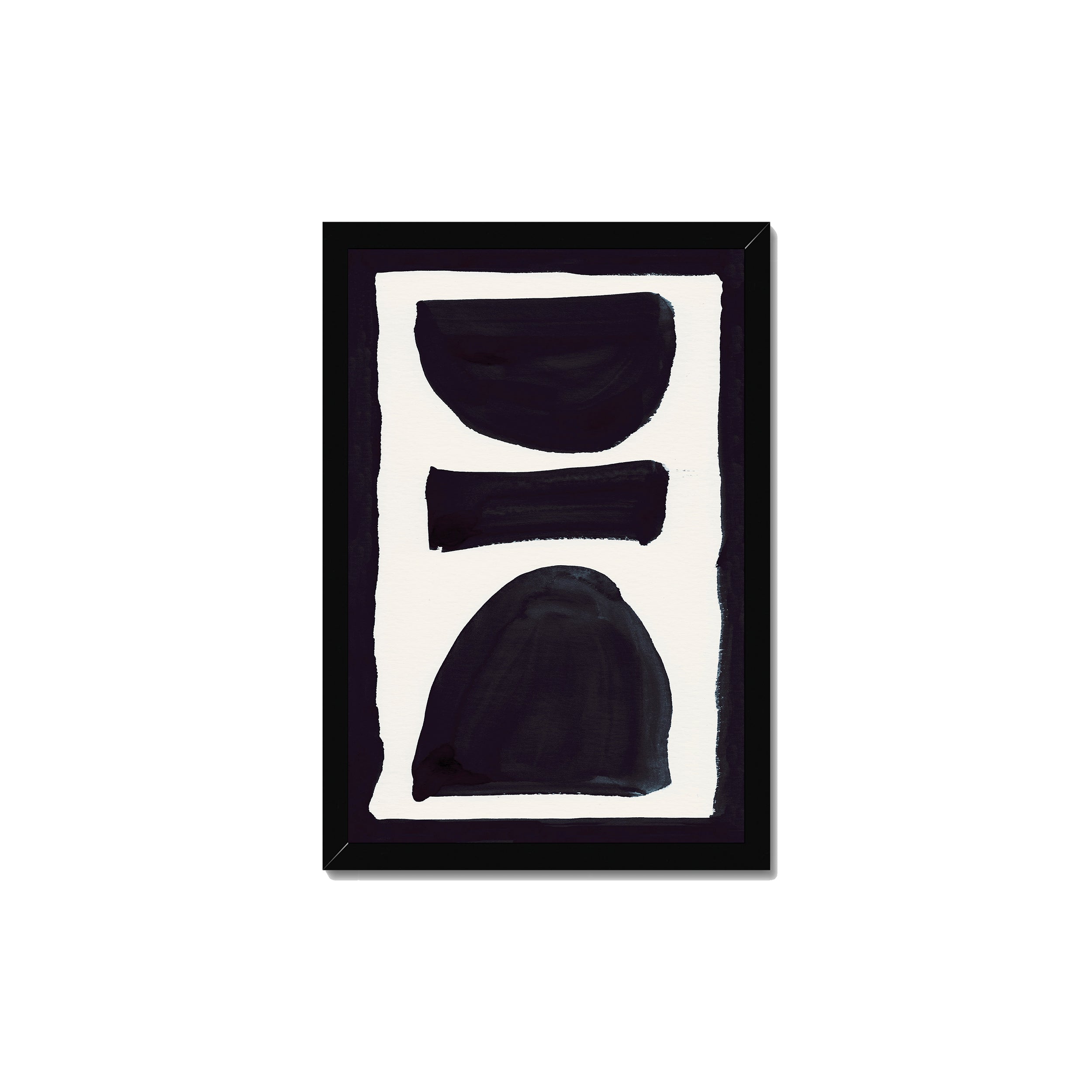 Ink Composition 17 black ink print, 30x45cm, in a black box frame, ready to hang.