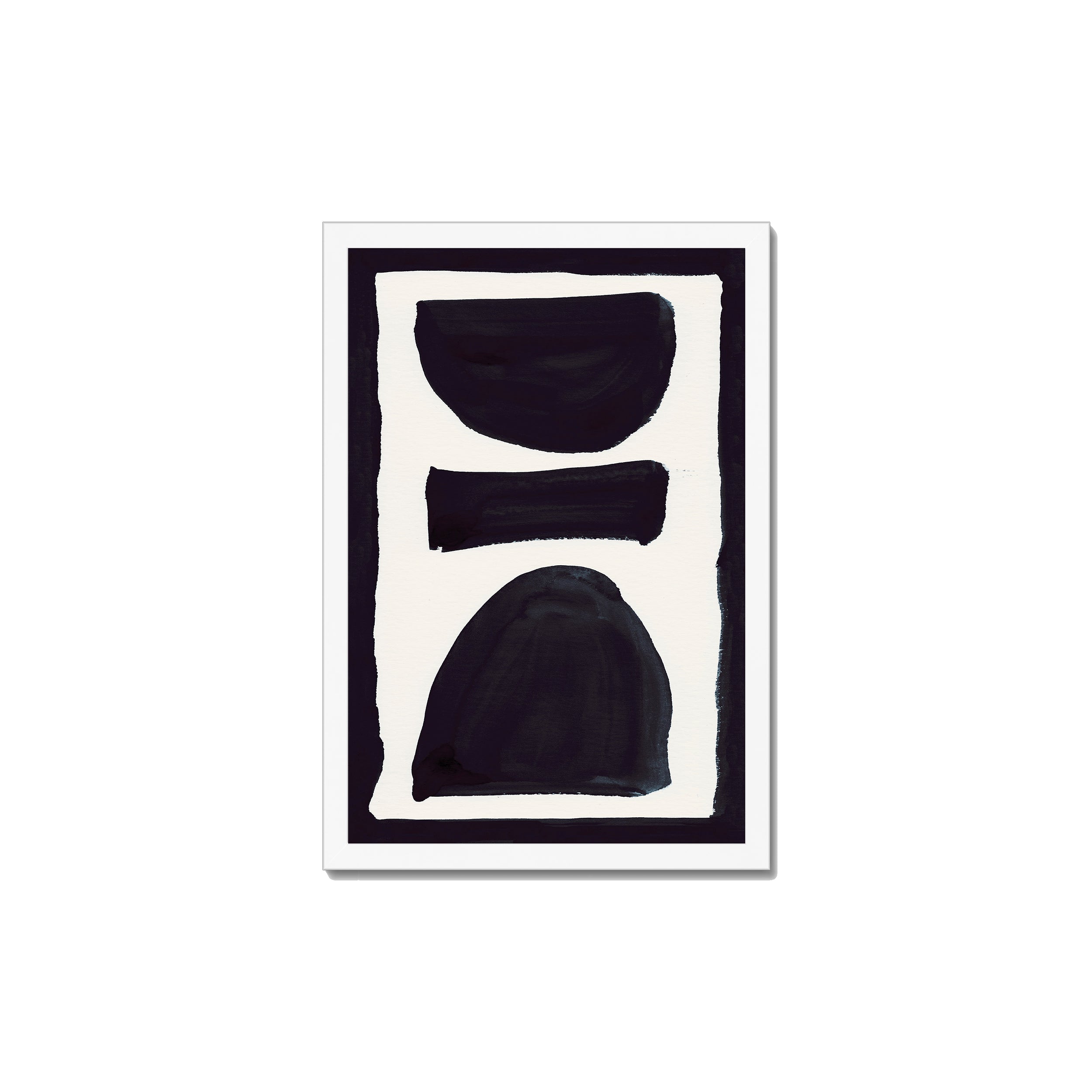 Ink Composition 17 black ink print, 30x45cm, in a white box frame, ready to hang.