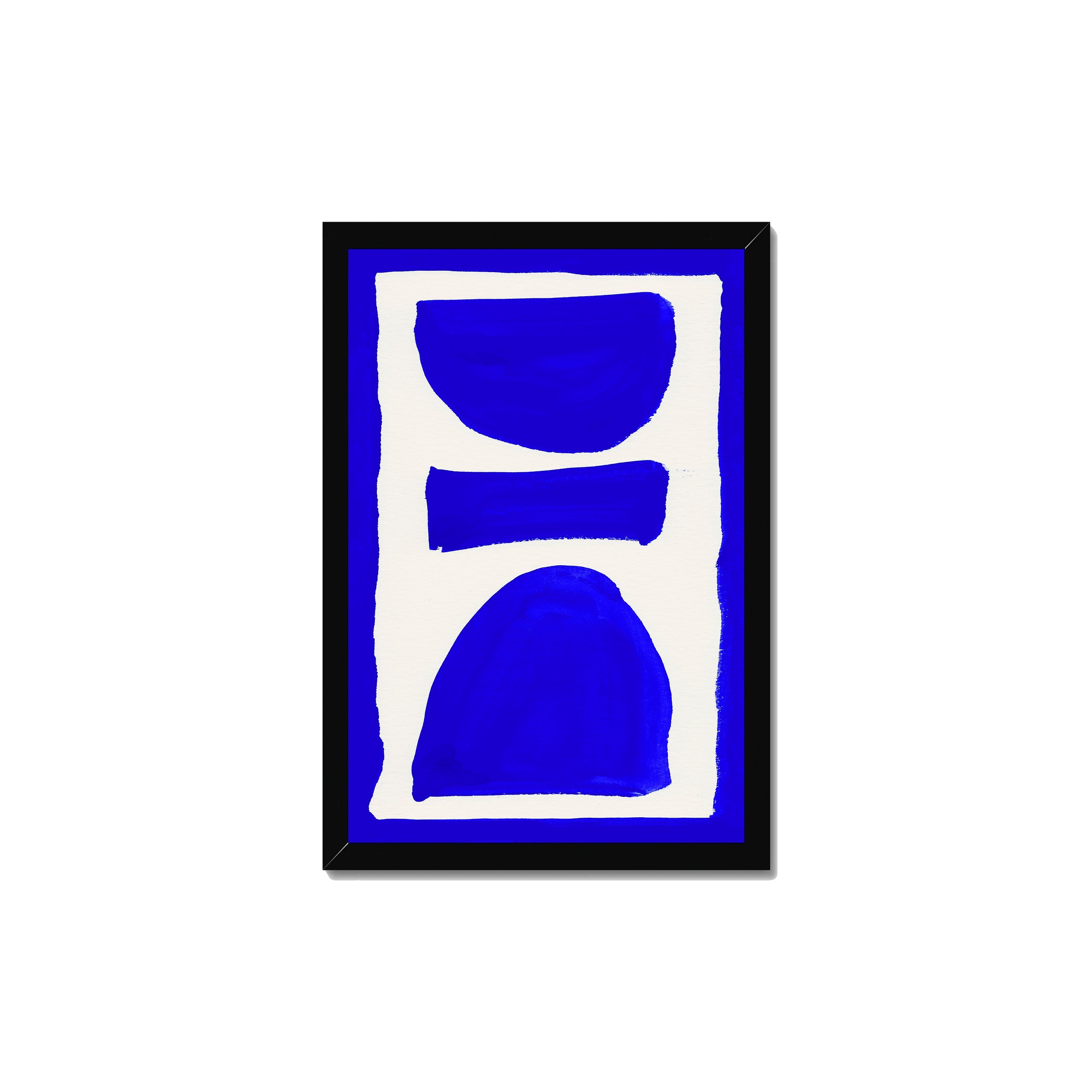 Ink Composition 17 blue ink print, 30x45cm, in a black box frame, ready to hang.