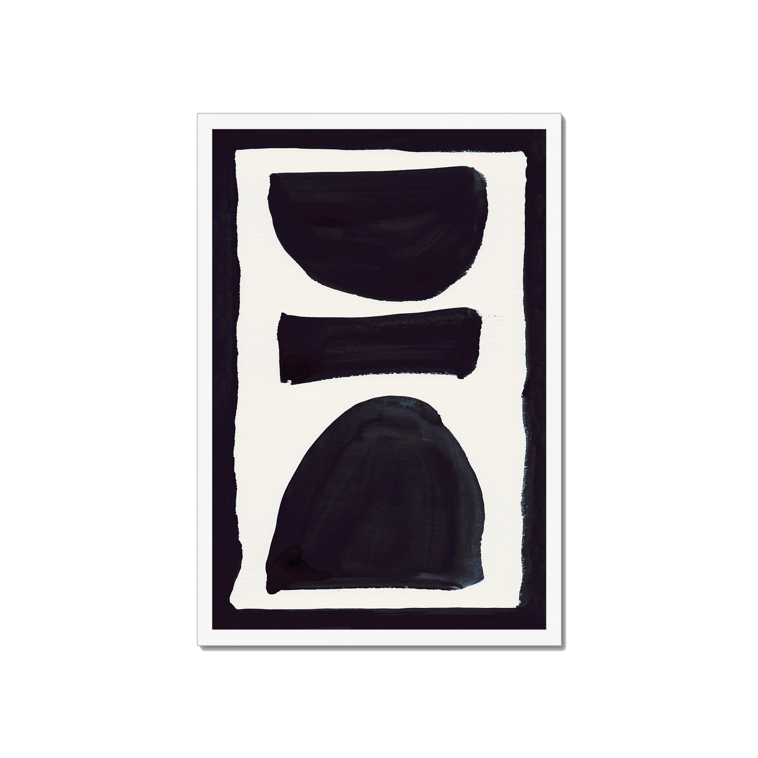 Ink Composition 17 black ink print, 40x60cm, in a white box frame, ready to hang.