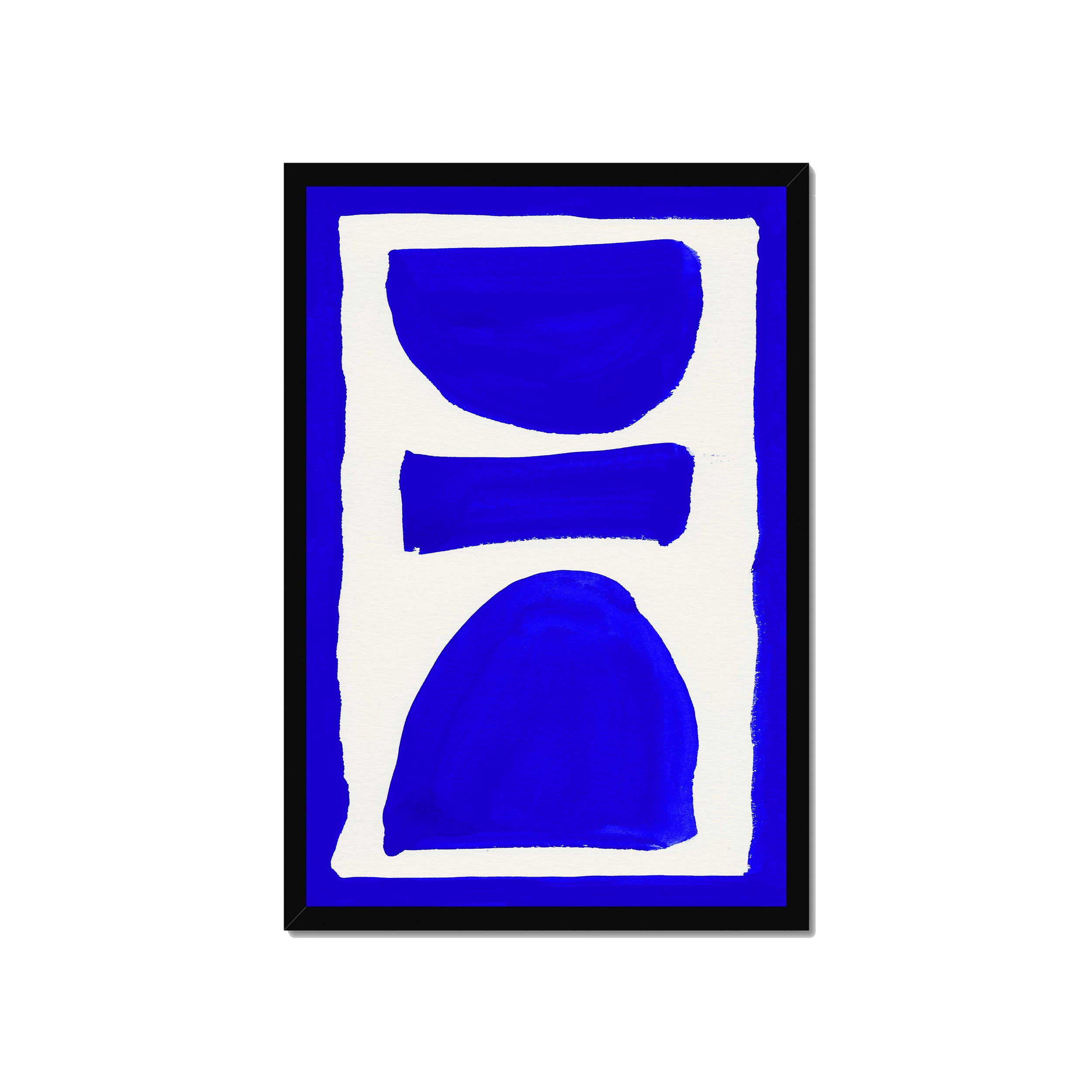 Ink Composition 17 blue ink print, 40x60cm, in a black box frame, ready to hang.