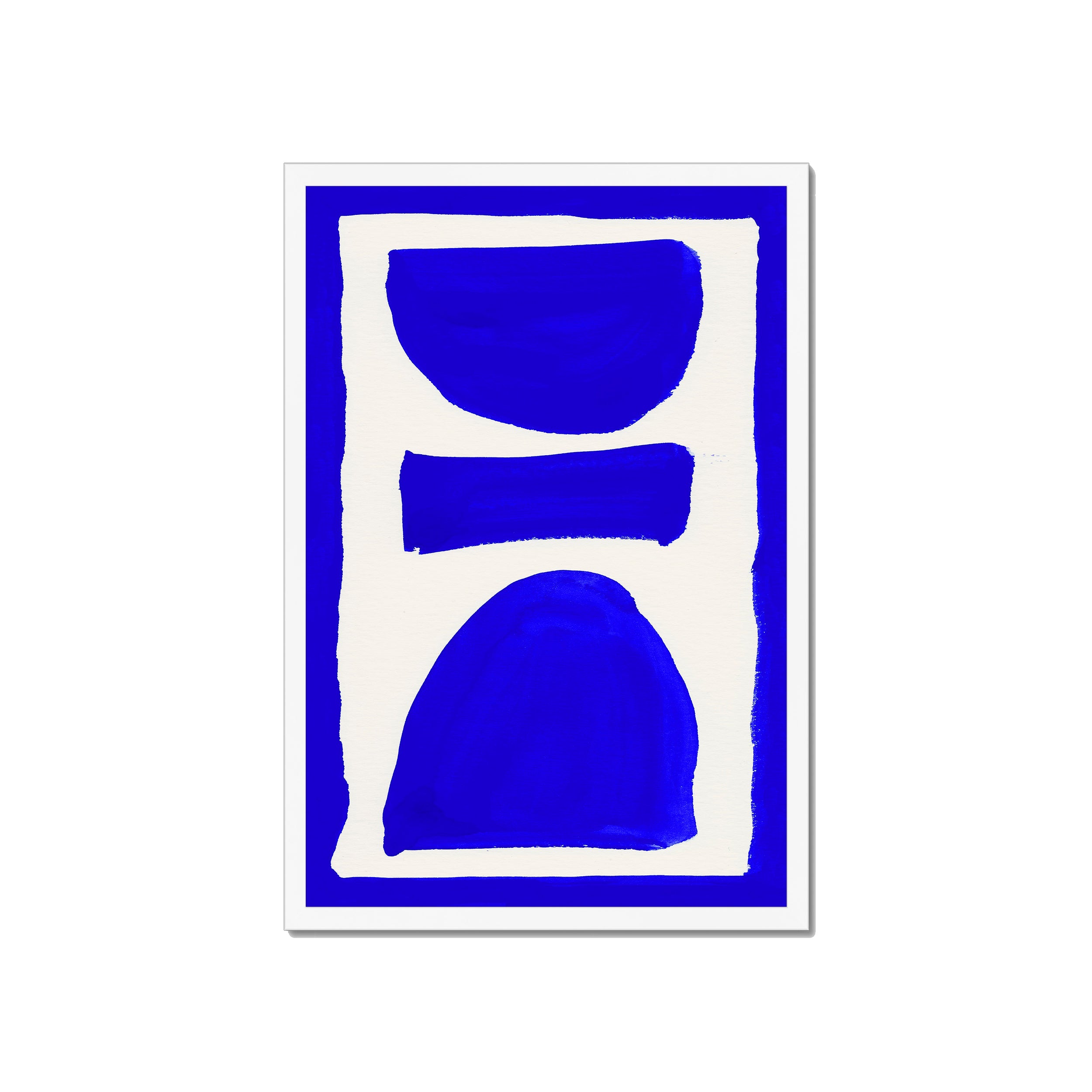 Ink Composition 17 blue ink print, 40x60cm, in a white box frame, ready to hang.