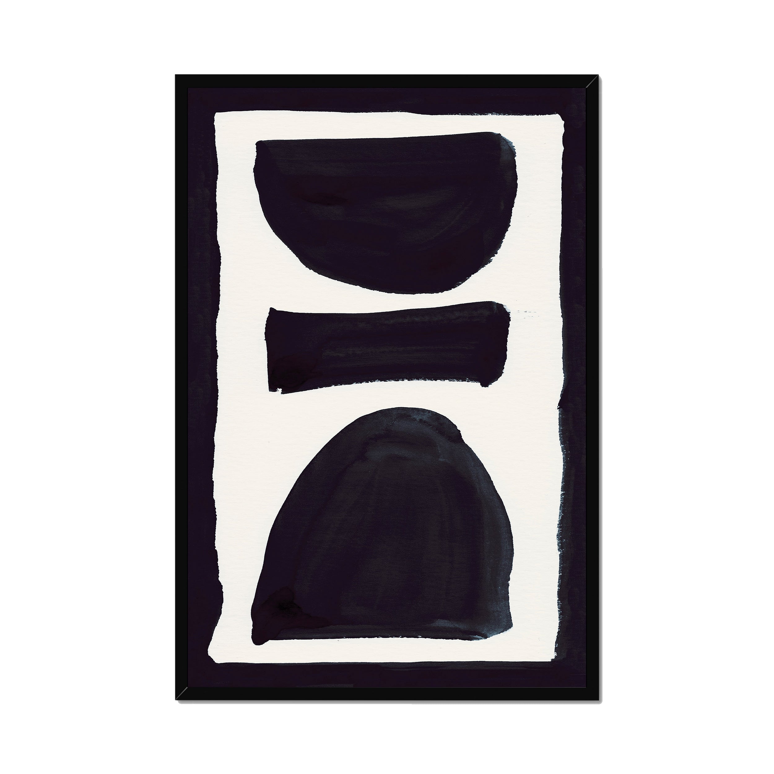 Ink Composition 17 black ink print, 60x90cm, in a black box frame, ready to hang.