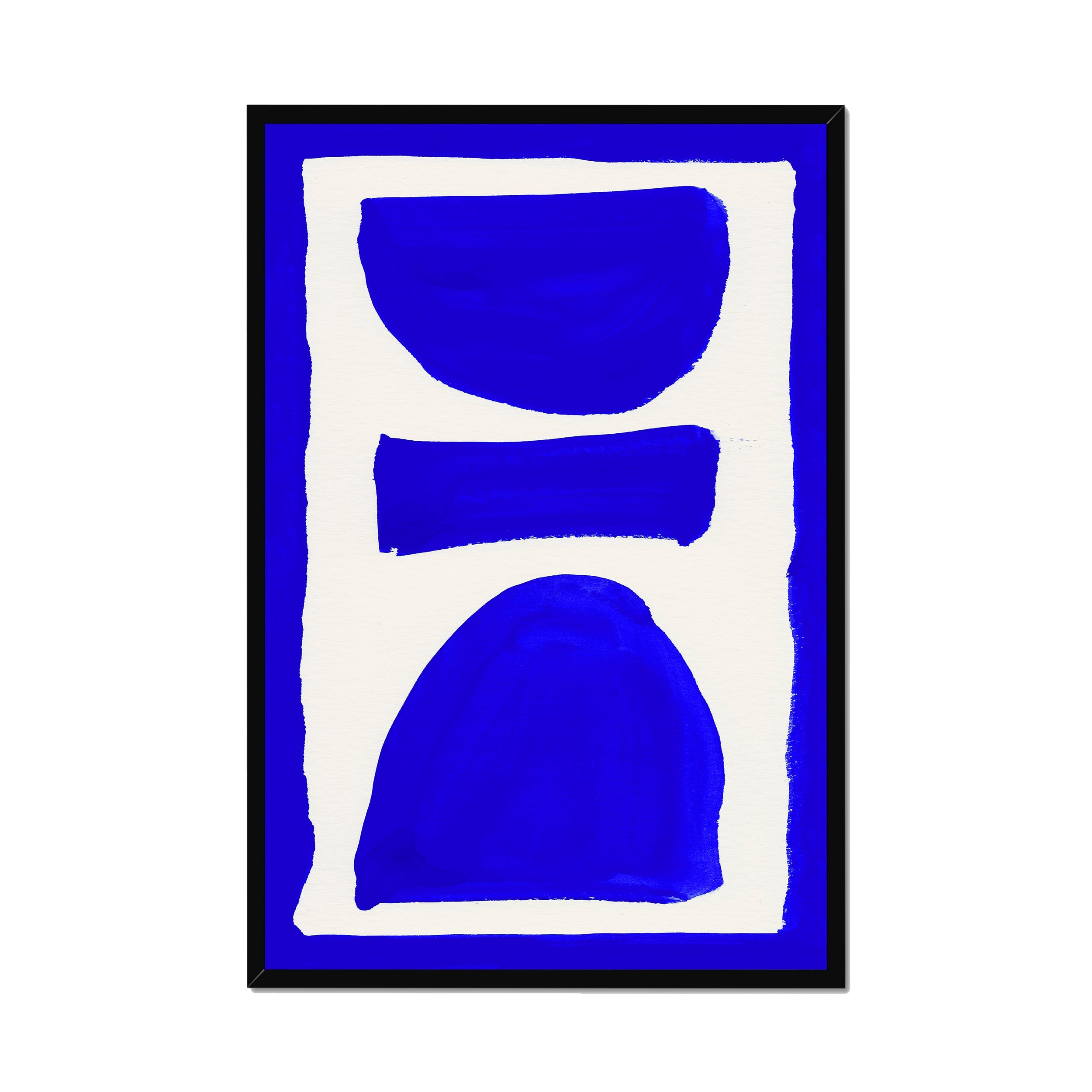 Ink Composition 17 blue ink print, 60x90cm, in a black box frame, ready to hang.