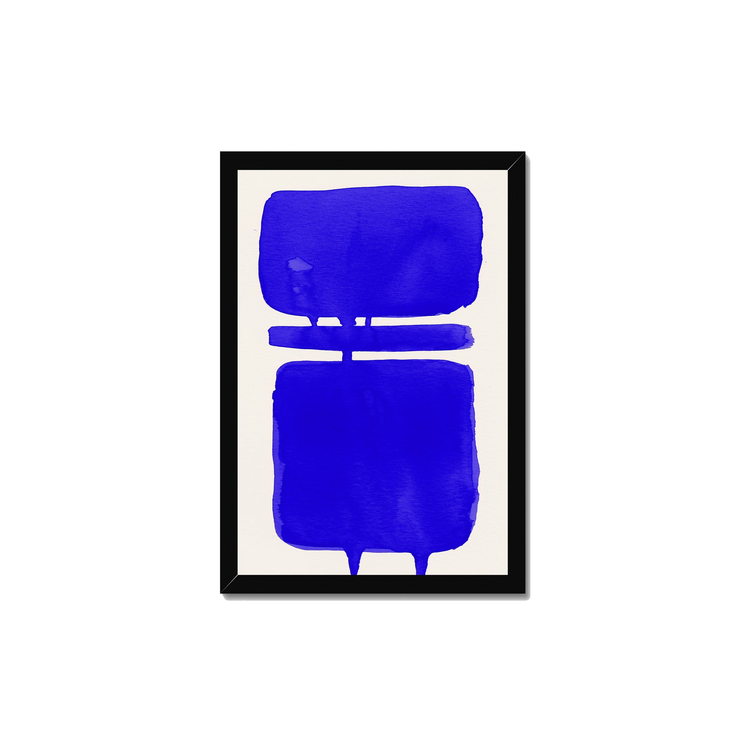 Ink Composition 18 blue ink print, 30x45cm, in a black box frame, ready to hang.