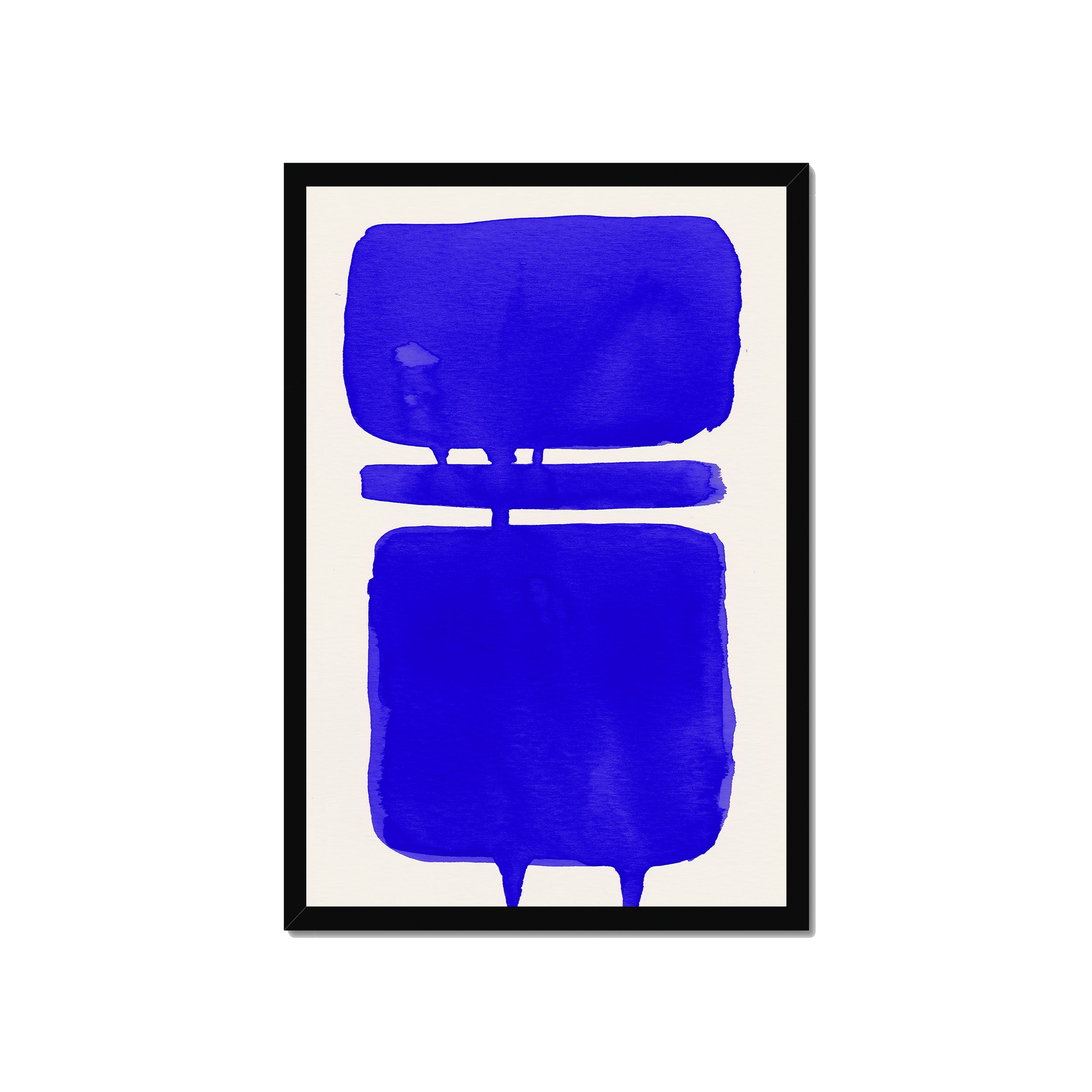 Ink Composition 18 blue ink print, 40x60cm, in a black box frame, ready to hang.